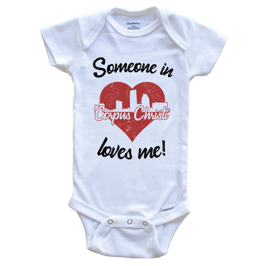 Someone In Corpus Christi Loves Me Red Heart Skyline Baby Onesie