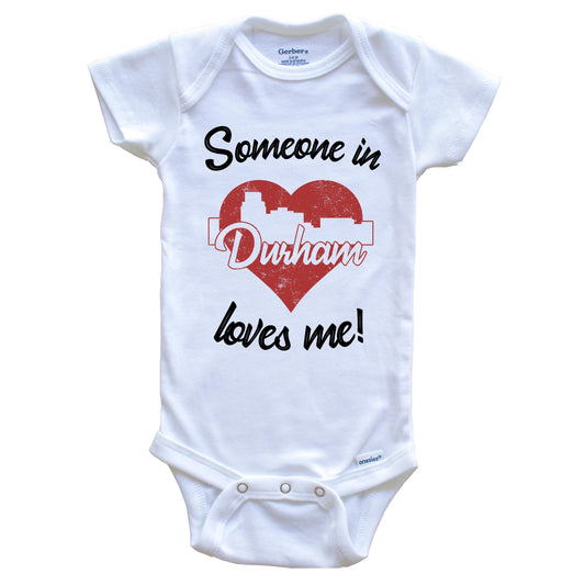 Someone In Durham Loves Me Red Heart Skyline Baby Onesie