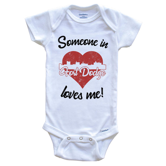 Someone In Fort Dodge Loves Me Red Heart Skyline Baby Onesie