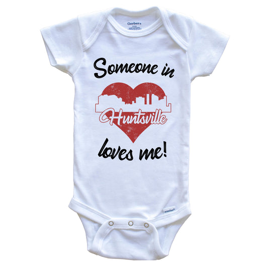 Someone In Huntsville Loves Me Red Heart Skyline Baby Onesie