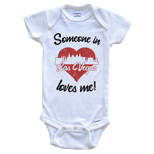 Someone In Las Vegas Loves Me Red Heart Skyline Baby Onesie