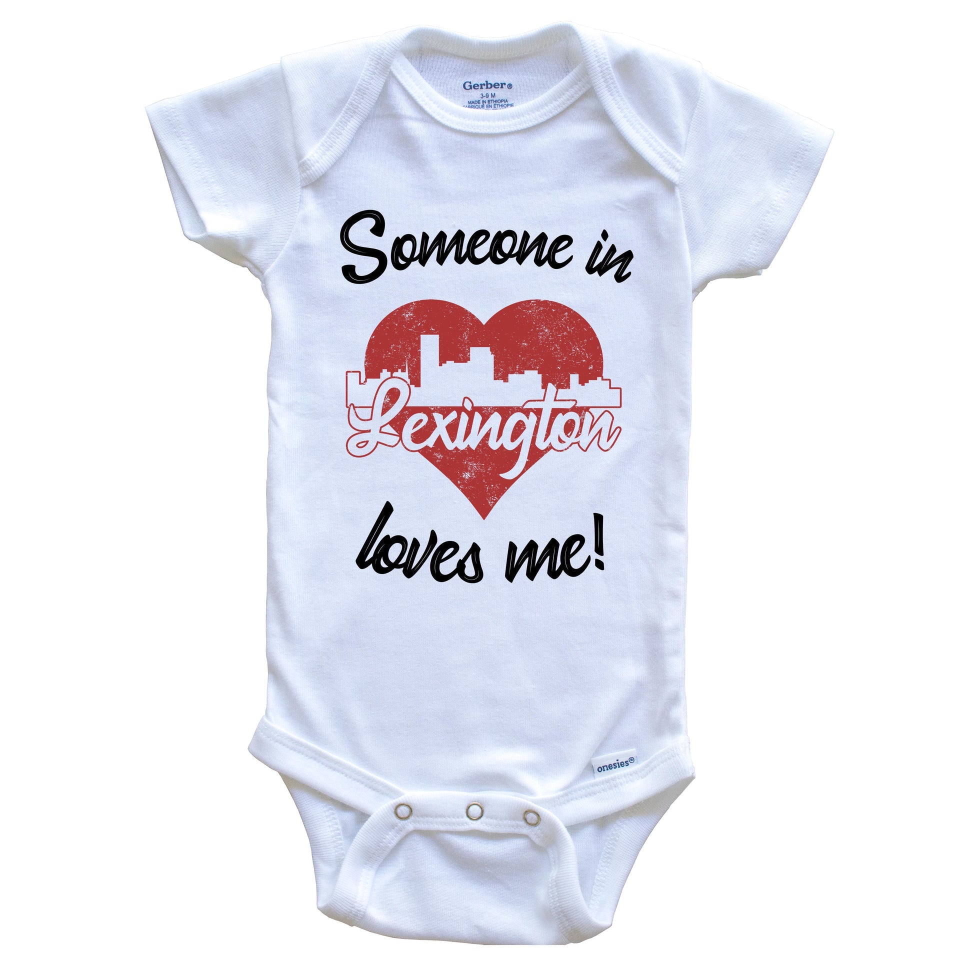 Someone In Lexington Loves Me Red Heart Skyline Baby Onesie