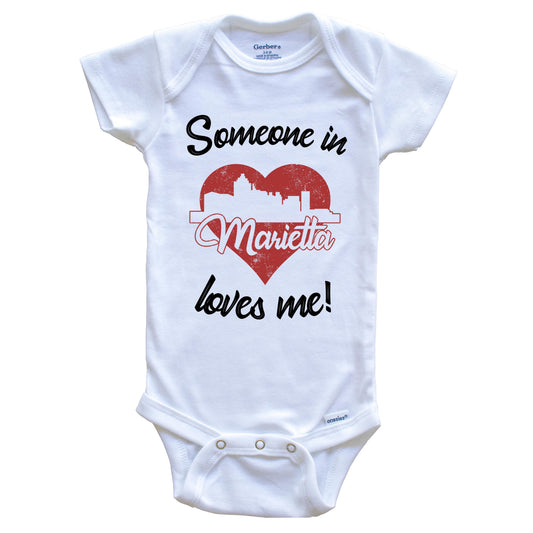 Someone In Marietta Loves Me Red Heart Skyline Baby Onesie