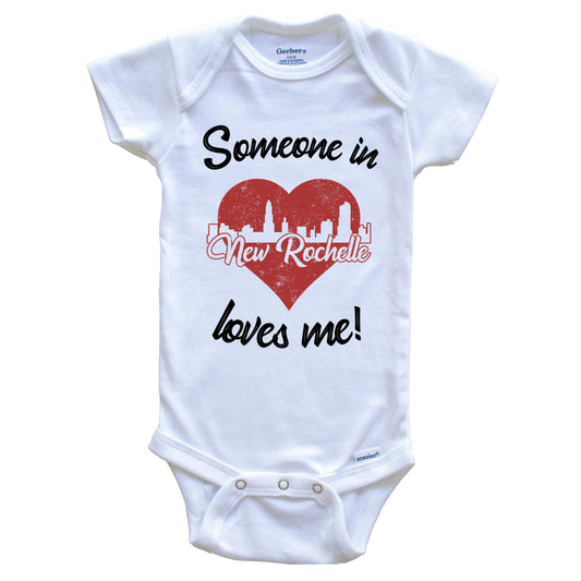 Someone In New Rochelle Loves Me Red Heart Skyline Baby Onesie
