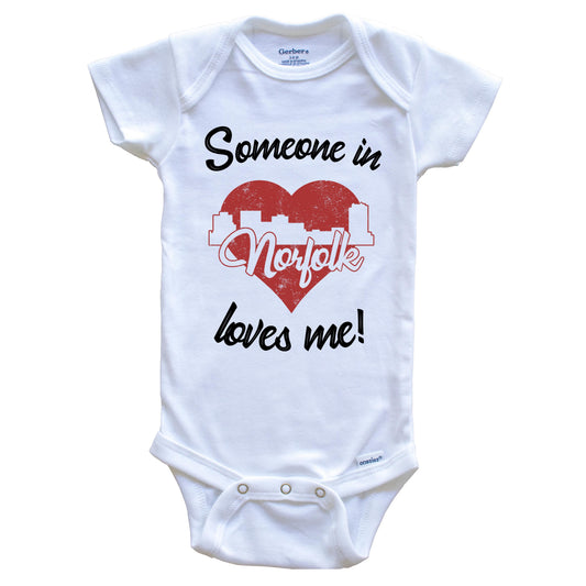 Someone In Norfolk Loves Me Red Heart Skyline Baby Onesie
