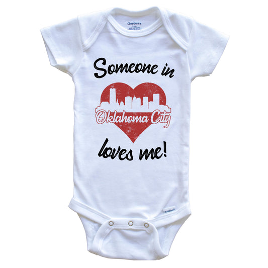 Someone In Oklahoma City Loves Me Red Heart Skyline Baby Onesie