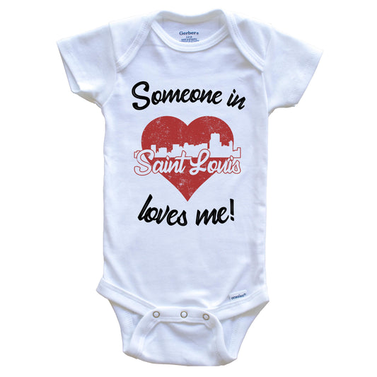 Someone In Saint Louis Loves Me Red Heart Skyline Baby Onesie