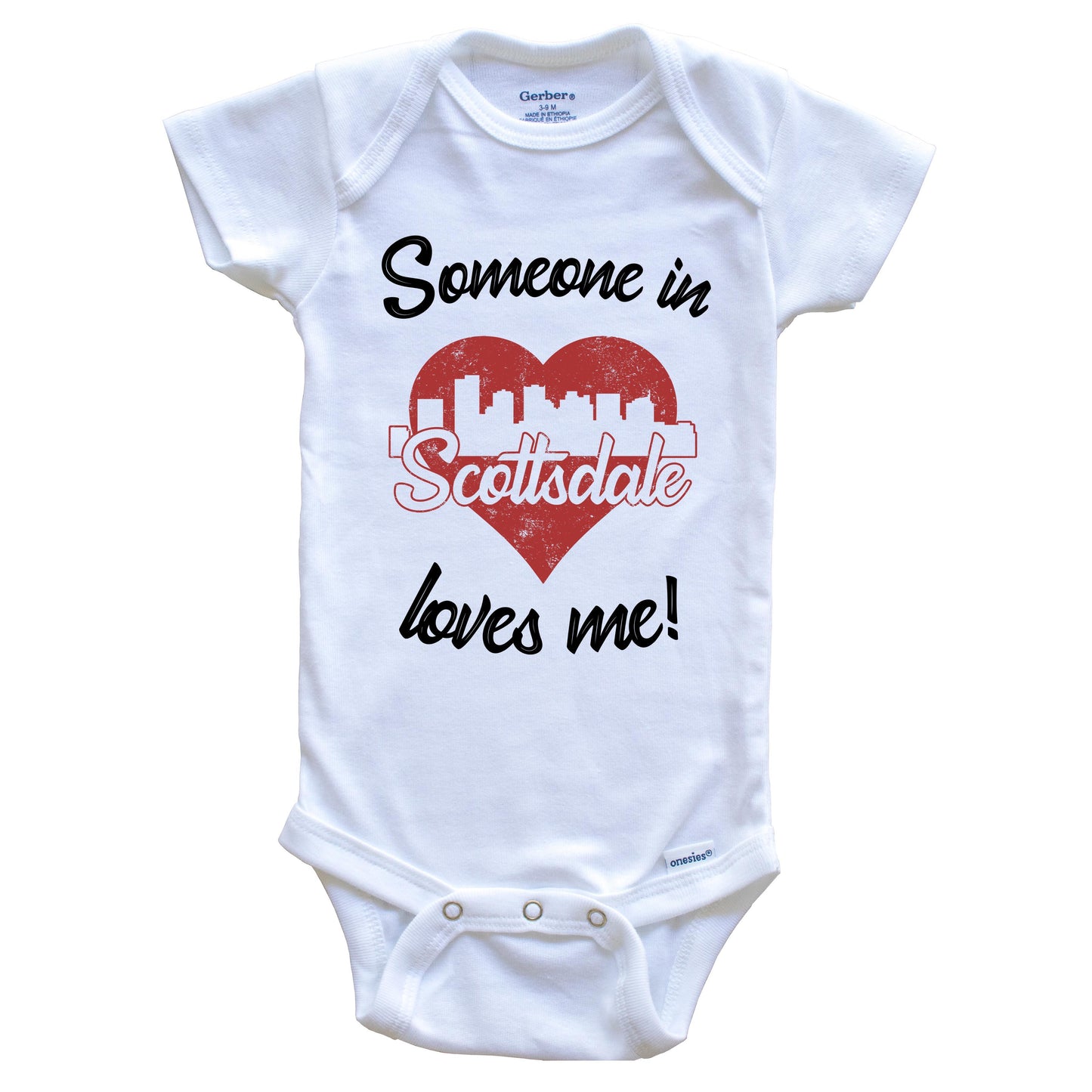 Someone In Scottsdale Loves Me Red Heart Skyline Baby Onesie