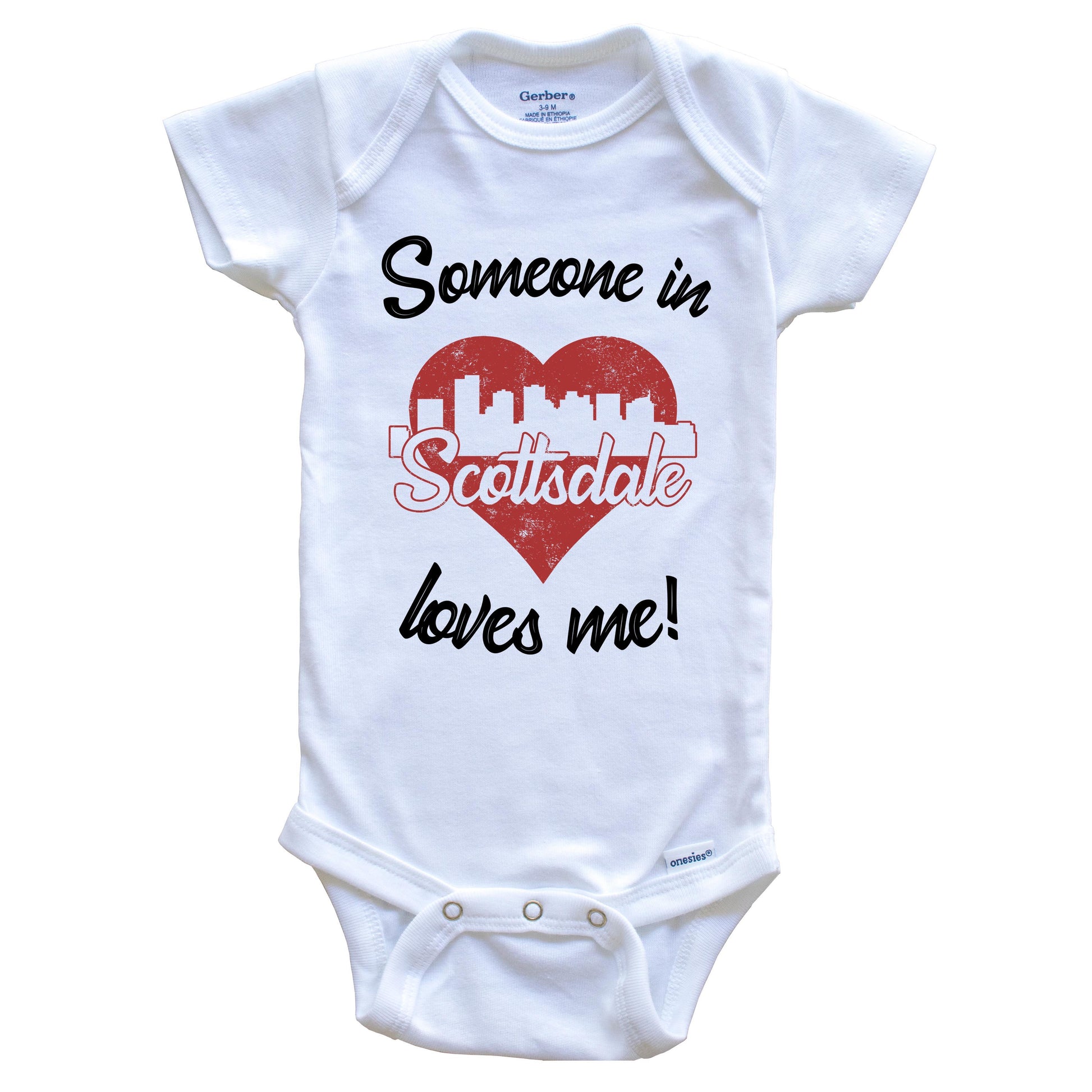 Someone In Scottsdale Loves Me Red Heart Skyline Baby Onesie