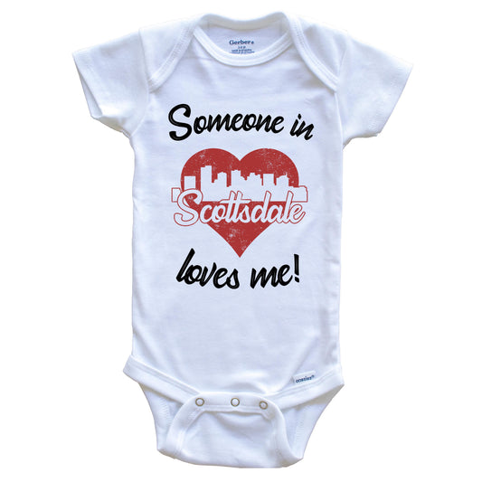 Someone In Scottsdale Loves Me Red Heart Skyline Baby Onesie
