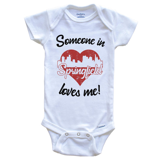 Someone In Springfield Loves Me Red Heart Skyline Baby Onesie