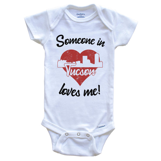 Someone In Tucson Loves Me Red Heart Skyline Baby Onesie