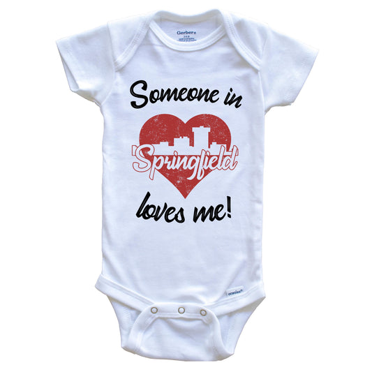 Someone In Springfield Loves Me Red Heart Skyline Baby Onesie