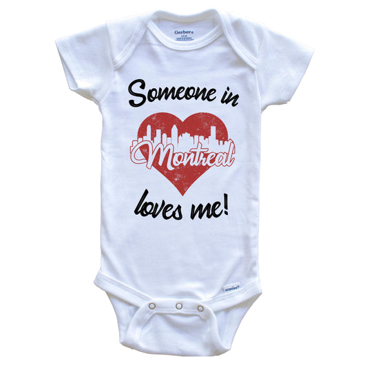 Someone In Montreal Loves Me Red Heart Skyline Baby Onesie