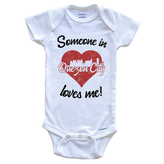 Someone In Quezon City Loves Me Red Heart Skyline Baby Onesie