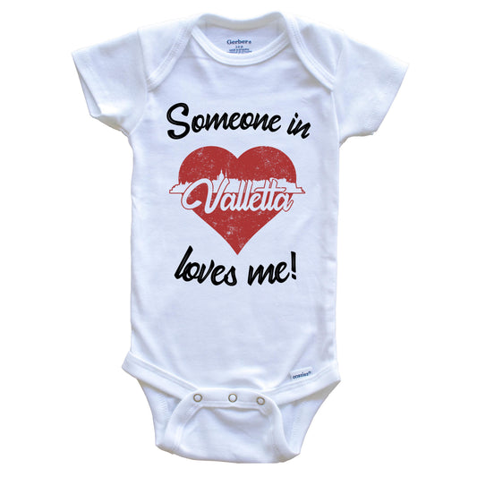 Someone In Valletta Loves Me Red Heart Skyline Baby Onesie