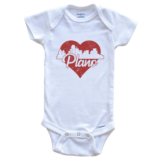 Retro Plano Texas Skyline Red Heart Baby Onesie