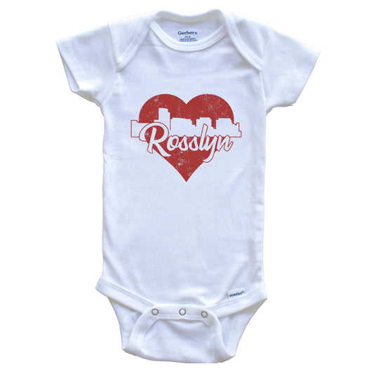 Retro Rosslyn Virginia Skyline Red Heart Baby Onesie