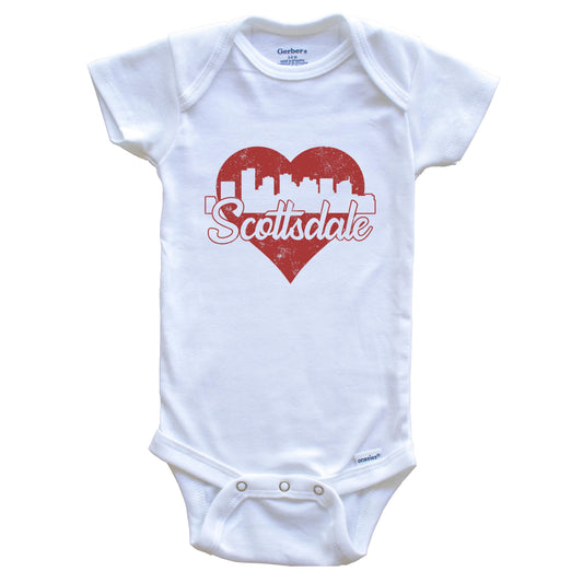 Retro Scottsdale Arizona Skyline Red Heart Baby Onesie