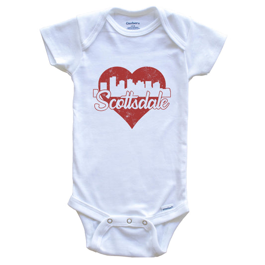 Retro Scottsdale Arizona Skyline Red Heart Baby Onesie