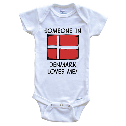 Someone In Denmark Loves Me Danish Flag Baby Onesie