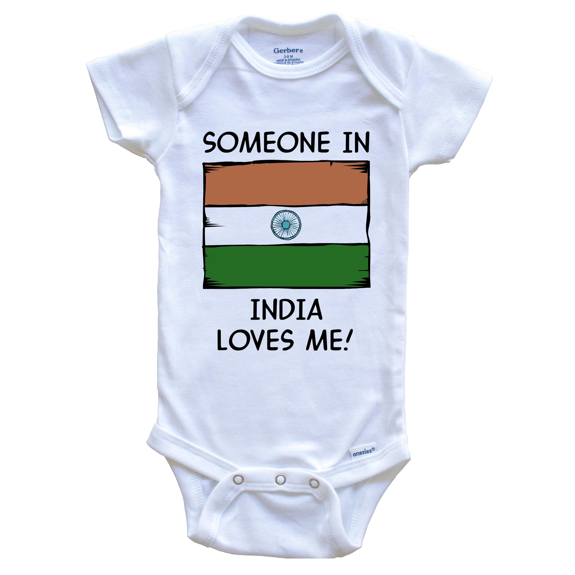 Someone In India Loves Me Indian Flag Baby Onesie