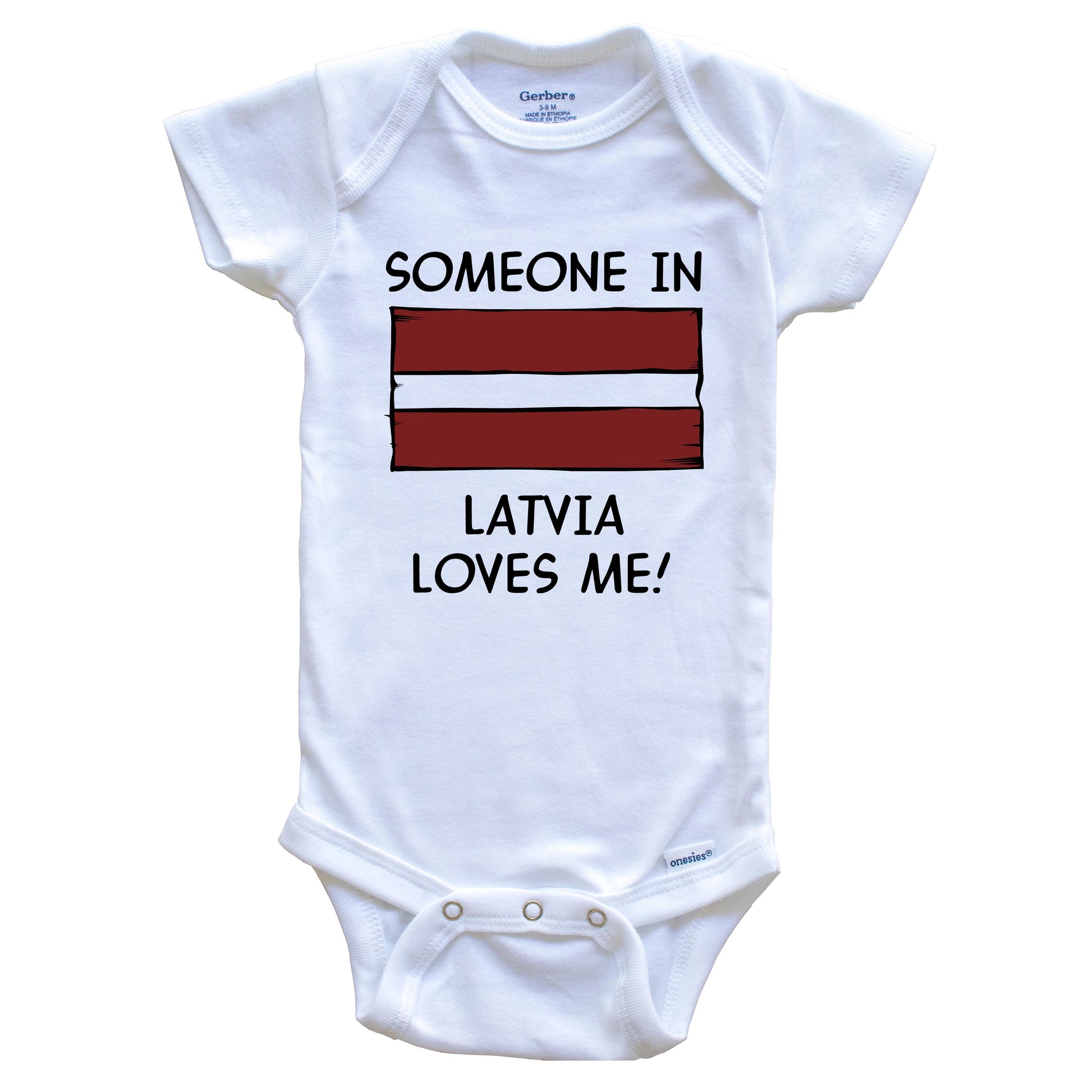 Someone In Latvia Loves Me Latvian Flag Baby Onesie