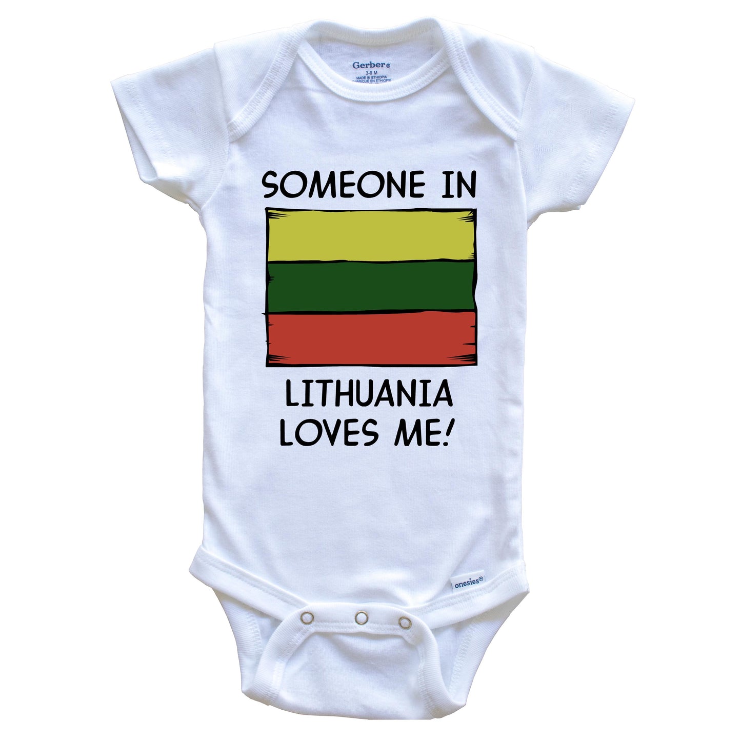 Someone In Lithuania Loves Me Lithuanian Flag Baby Onesie