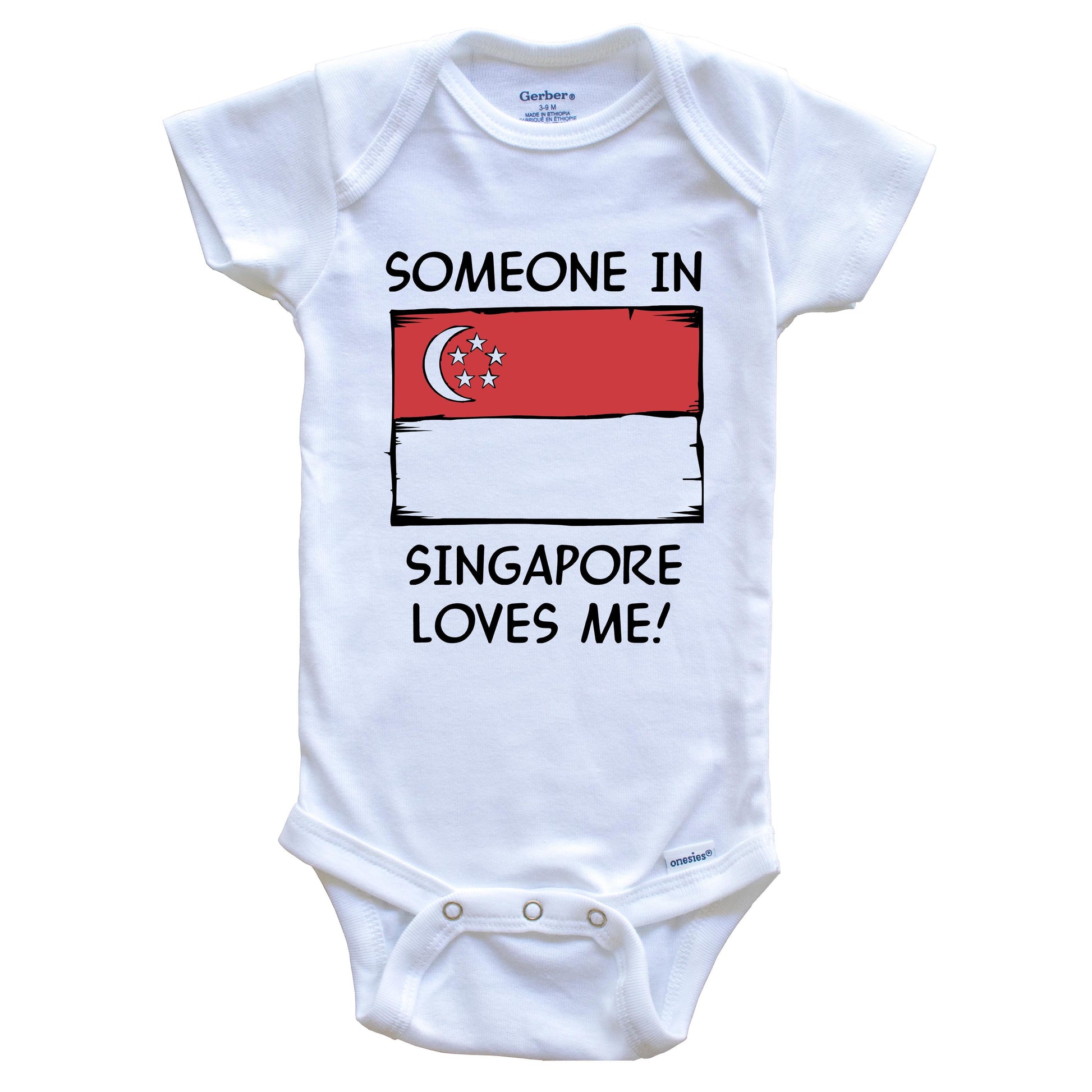 Someone In Singapore Loves Me Singaporean Flag Baby Onesie