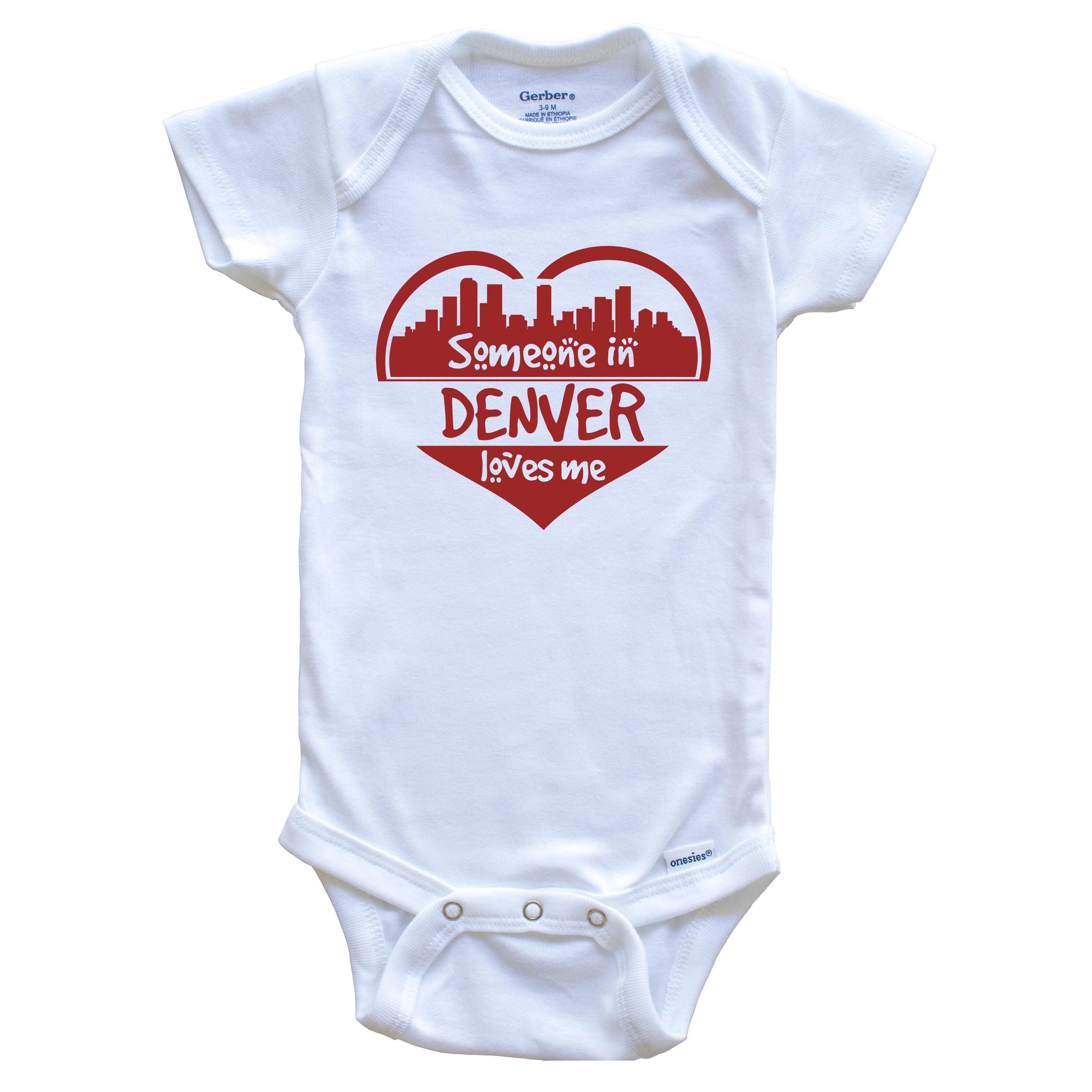 Someone in Denver Loves Me Denver Colorado Skyline Heart Baby Onesie