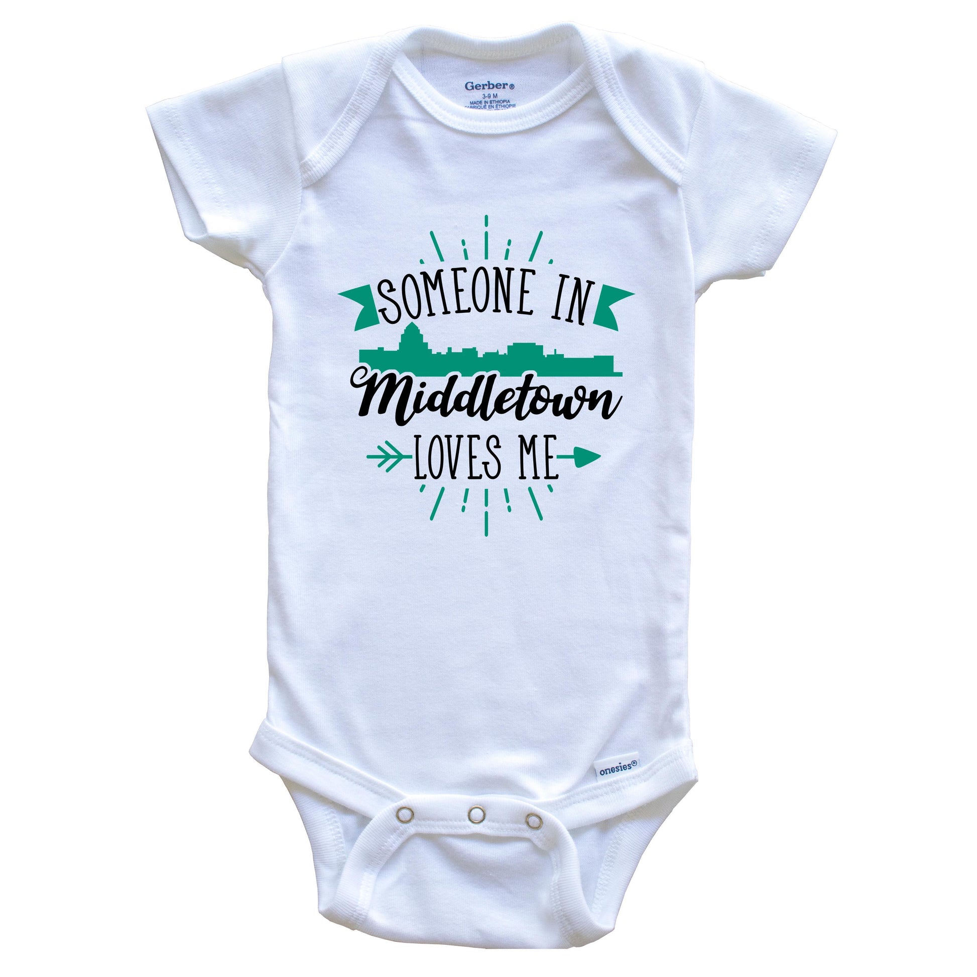 Someone In Middletown Loves Me Middletown CT Skyline Baby Onesie