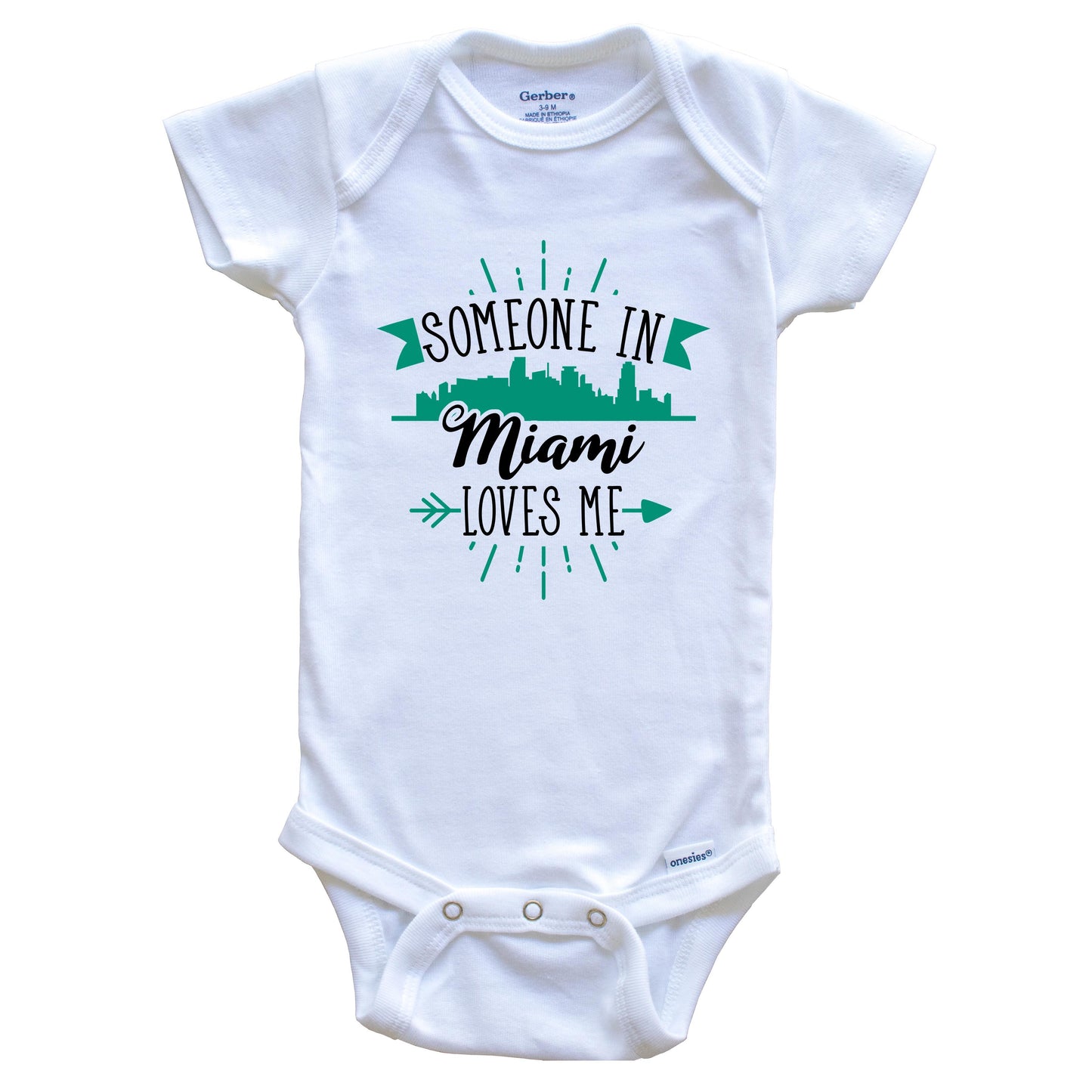 Someone In Miami Loves Me Miami FL Skyline Baby Onesie