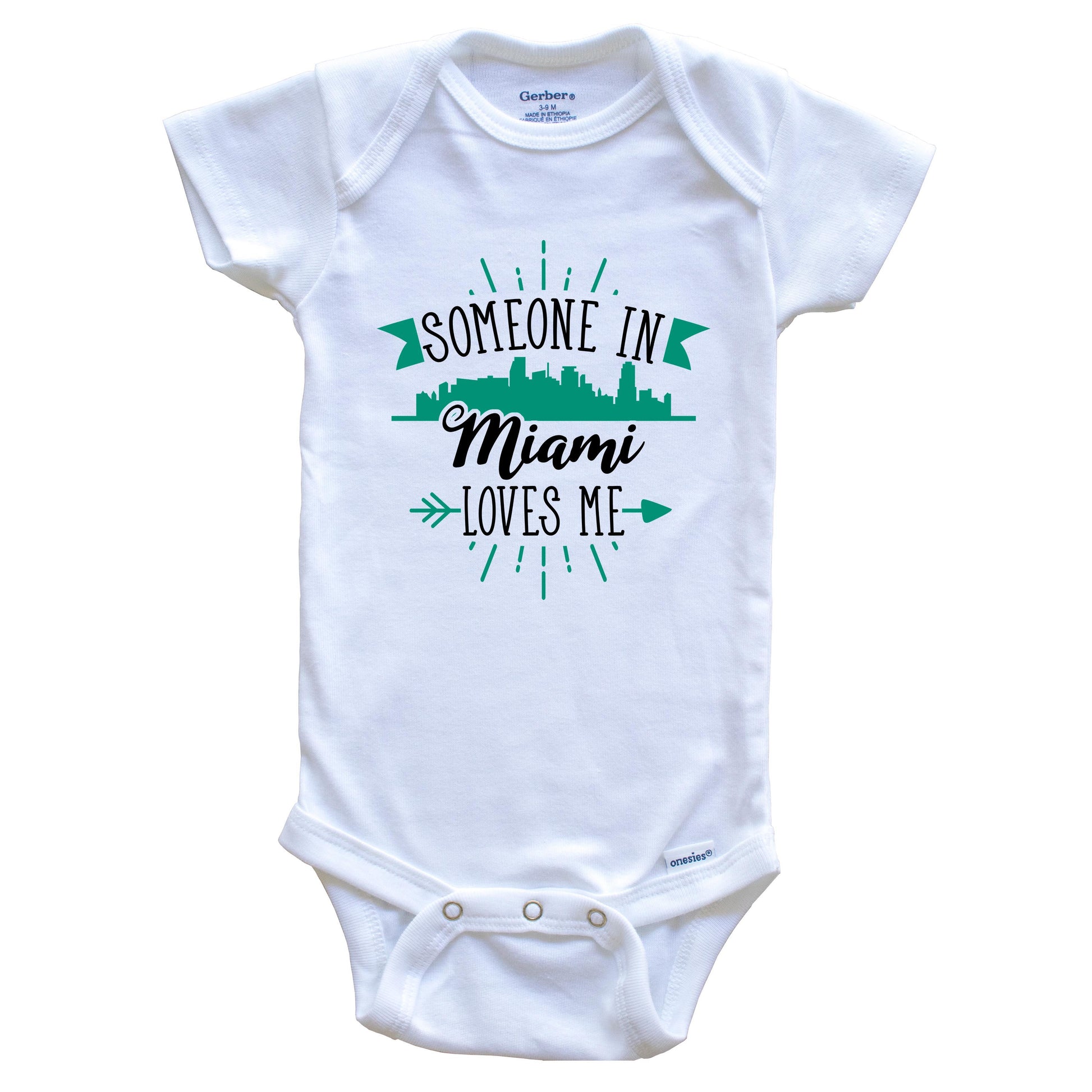Someone In Miami Loves Me Miami FL Skyline Baby Onesie