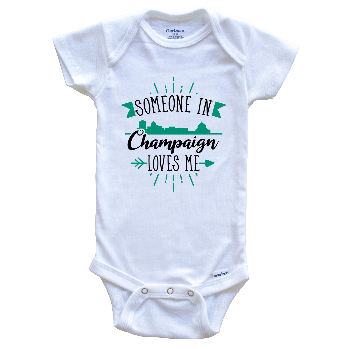 Someone In Champaign Loves Me Champaign IL Skyline Baby Onesie