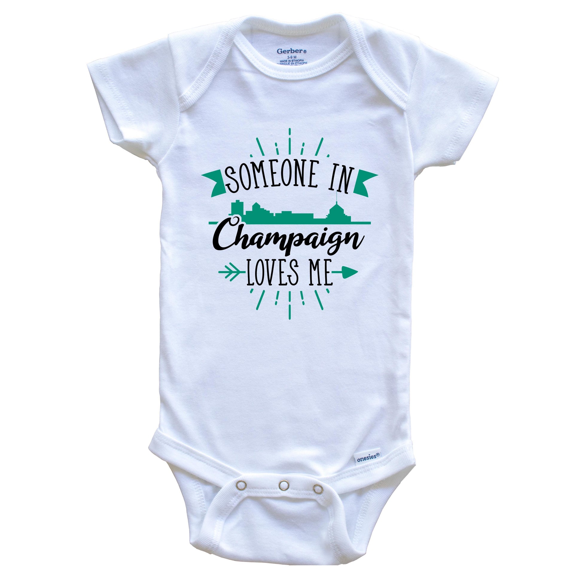 Someone In Champaign Loves Me Champaign IL Skyline Baby Onesie