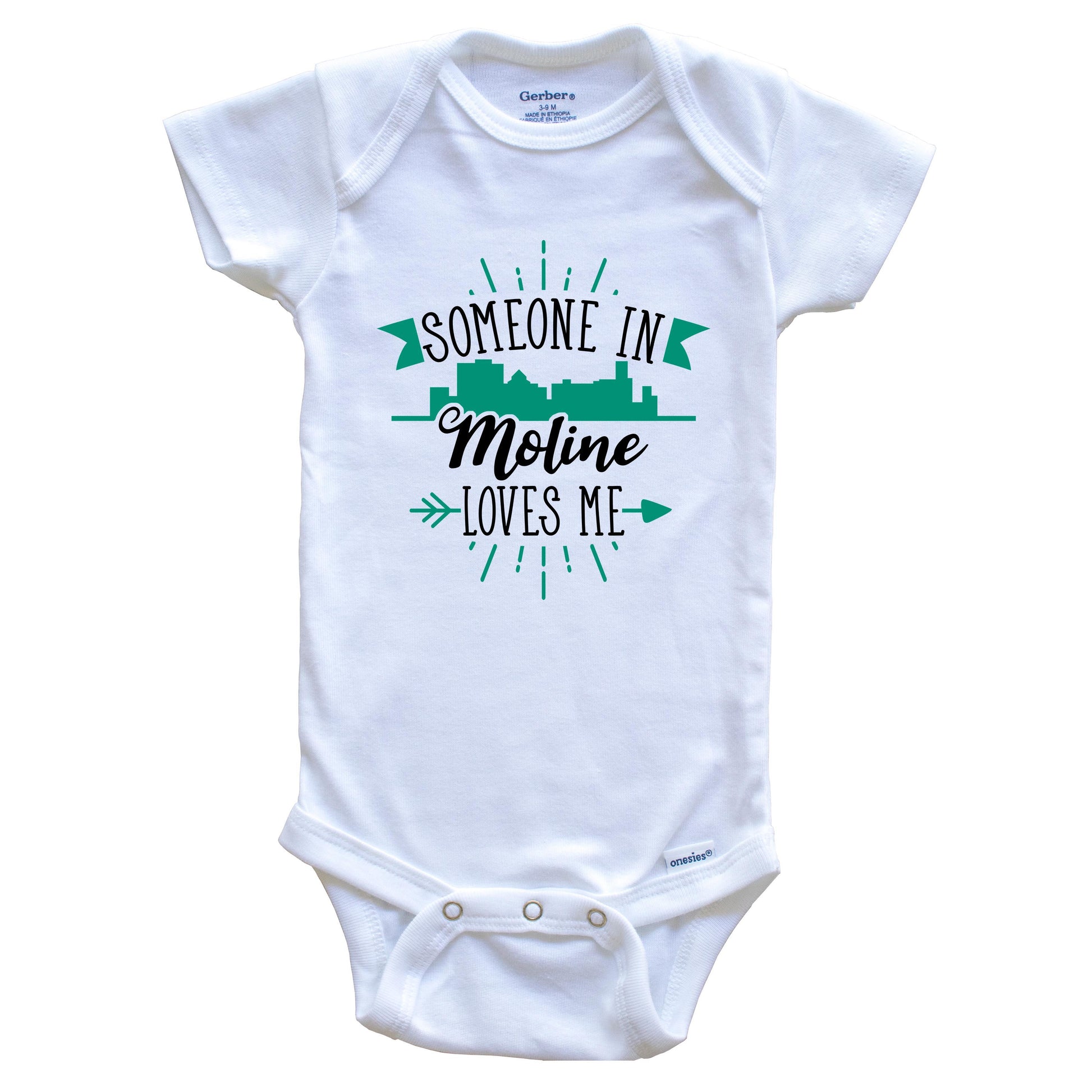 Someone In Moline Loves Me Moline IL Skyline Baby Onesie