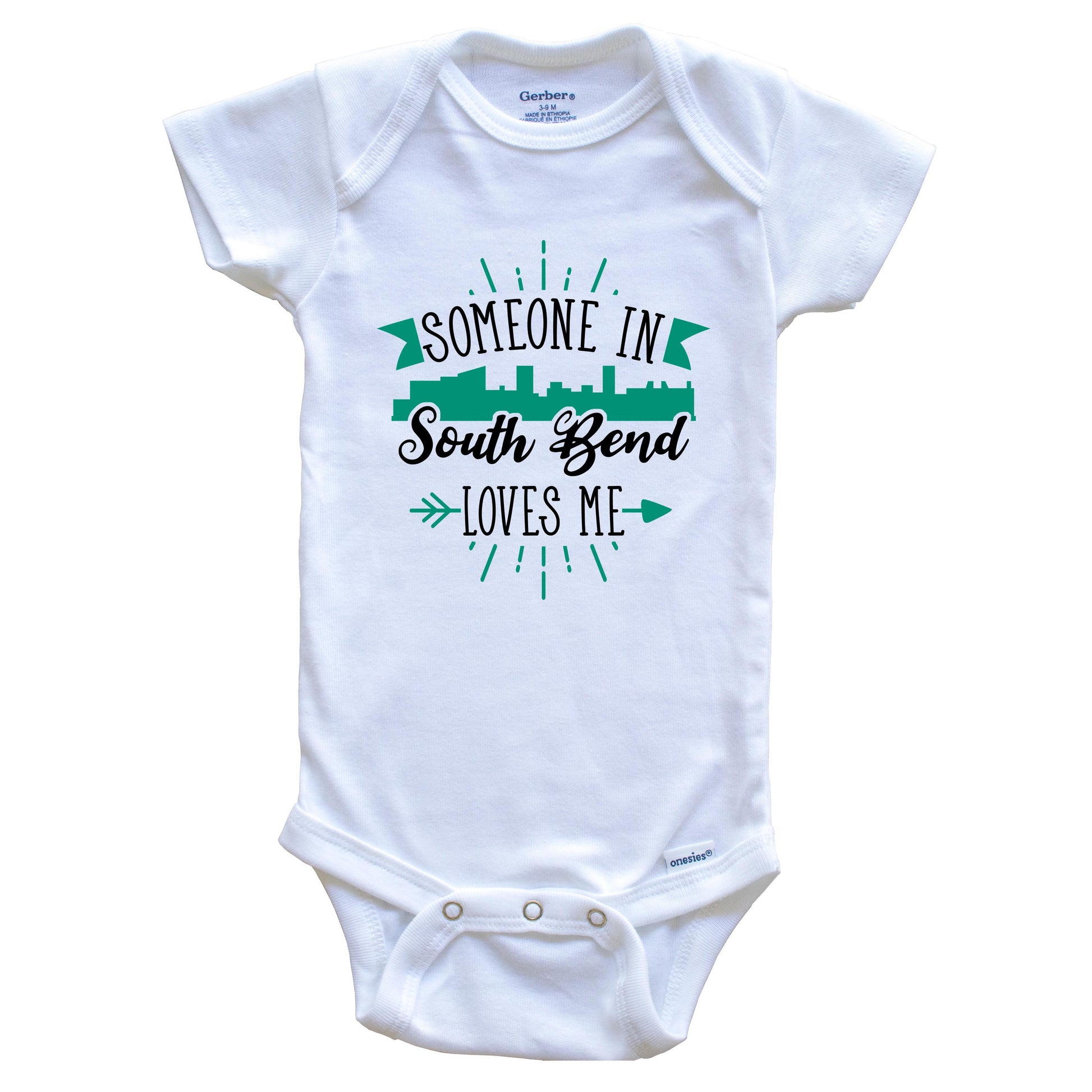 Someone In South Bend Loves Me South Bend IN Skyline Baby Onesie