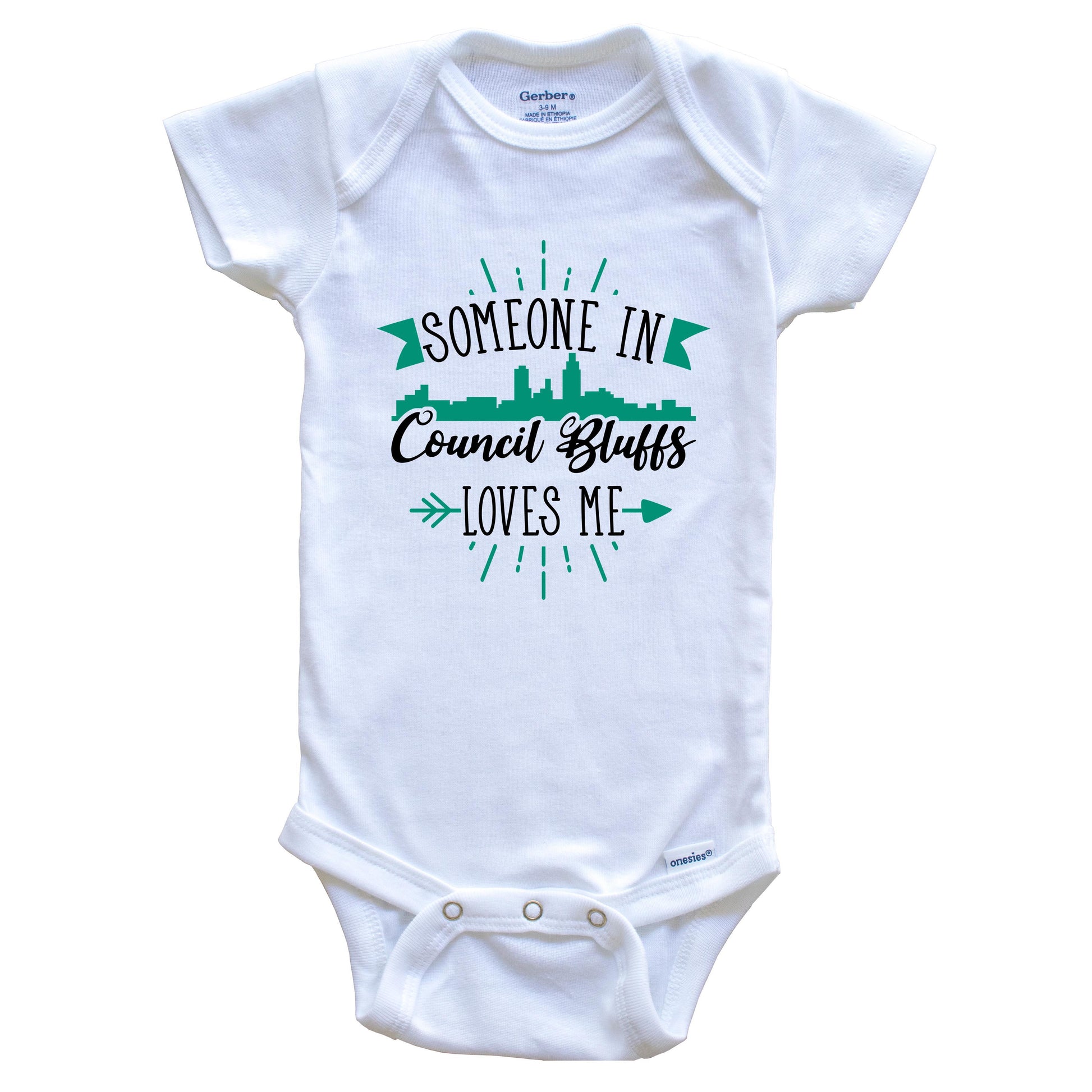 Someone In Council Bluffs Loves Me Council Bluffs IA Skyline Baby Onesie
