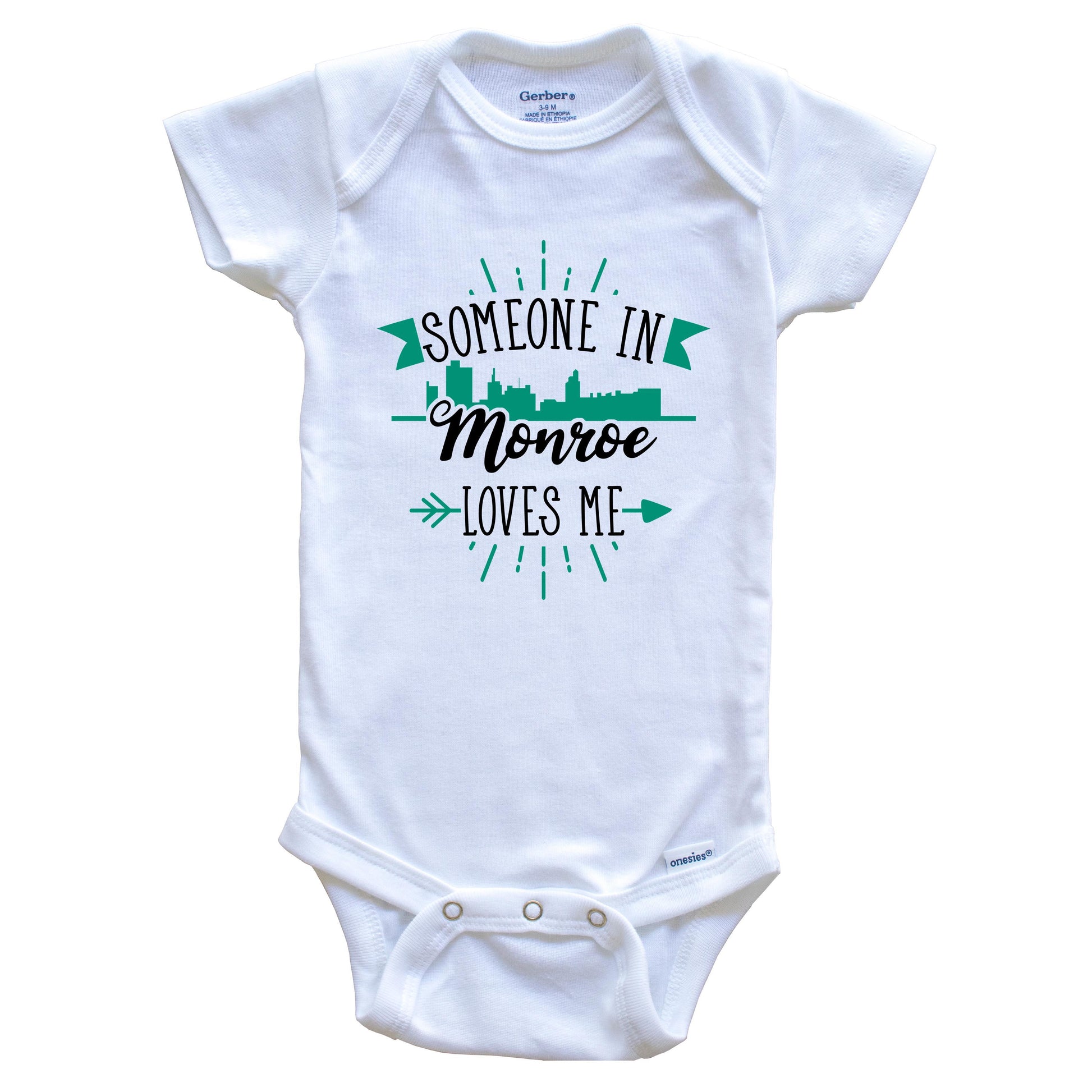 Someone In Monroe Loves Me Monroe LA Skyline Baby Onesie