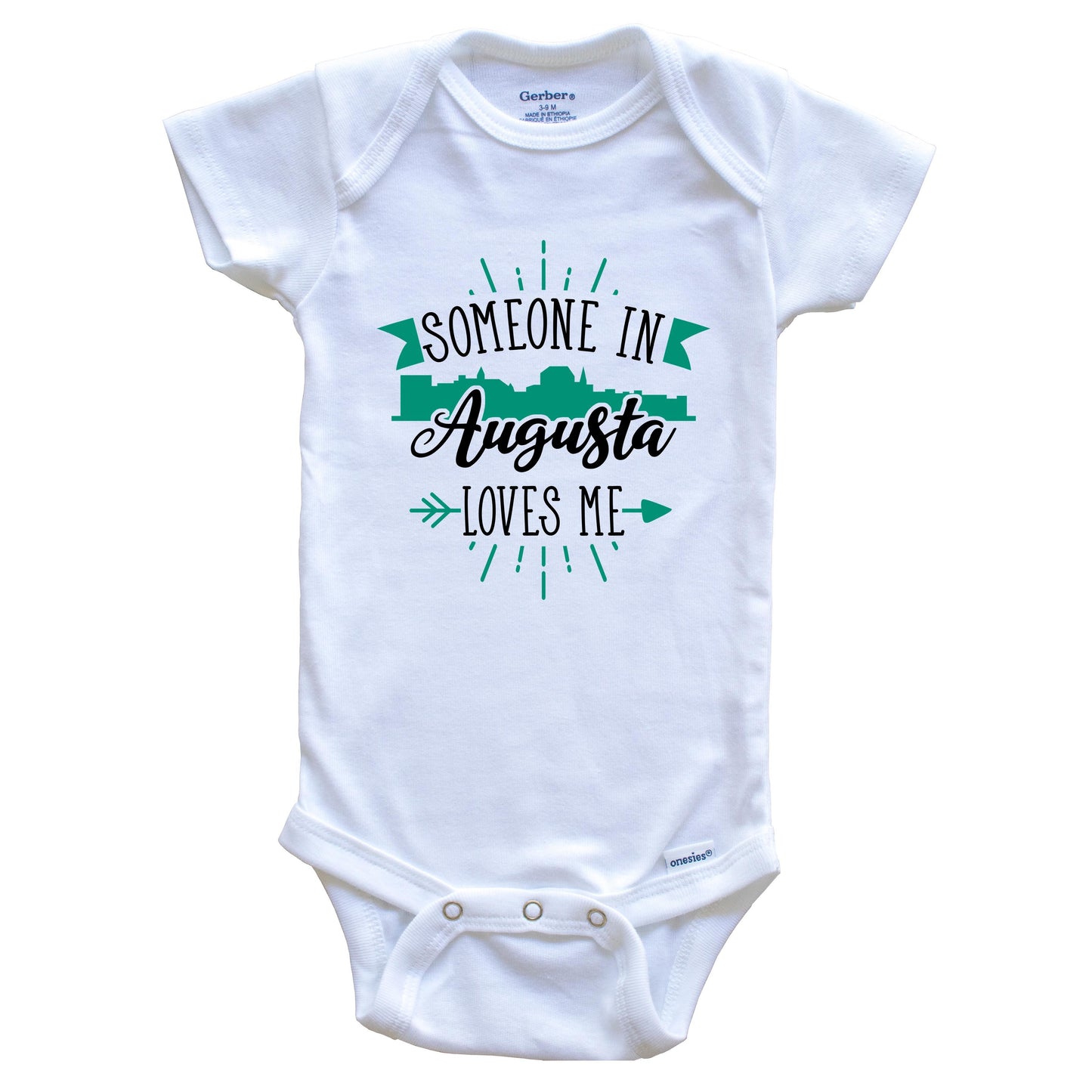 Someone In Augusta Loves Me Augusta ME Skyline Baby Onesie