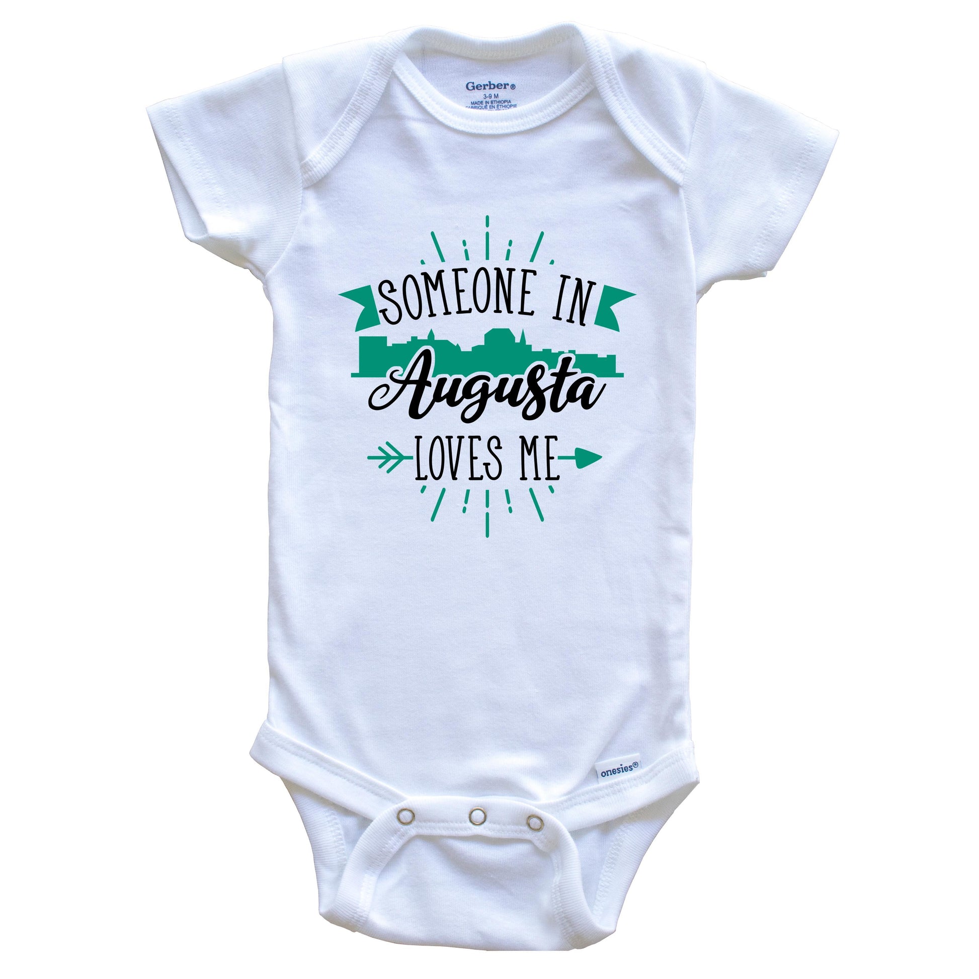 Someone In Augusta Loves Me Augusta ME Skyline Baby Onesie