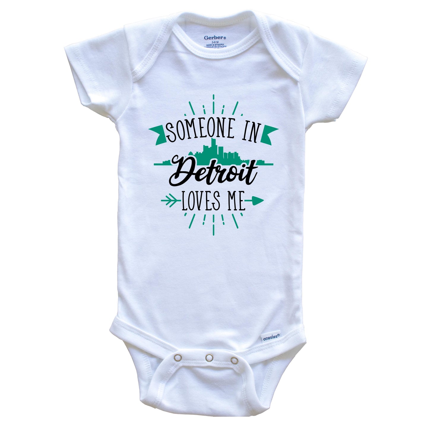 Someone In Detroit Loves Me Detroit MI Skyline Baby Onesie