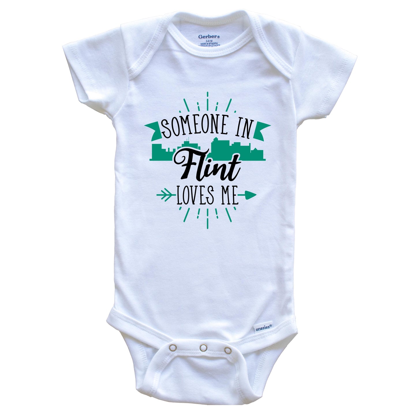 Someone In Flint Loves Me Flint MI Skyline Baby Onesie