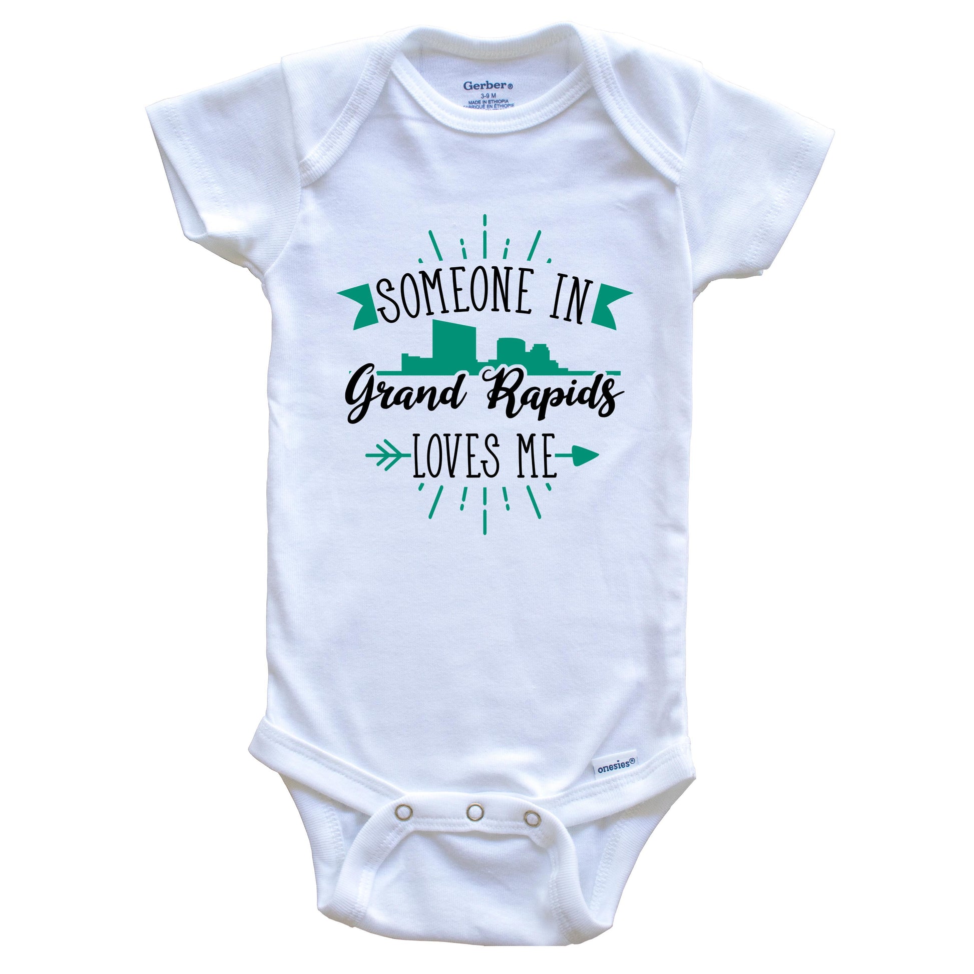 Someone In Grand Rapids Loves Me Grand Rapids MI Skyline Baby Onesie