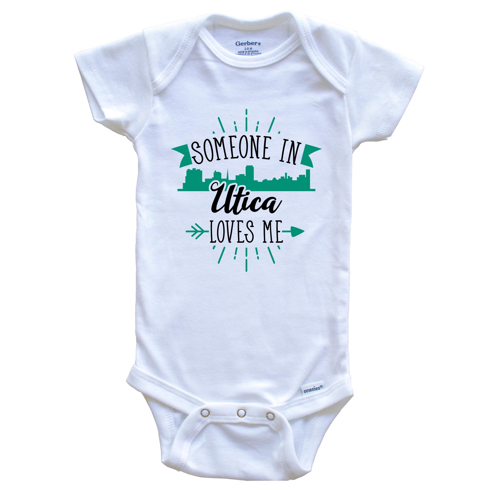 Someone In Utica Loves Me Utica NY Skyline Baby Onesie