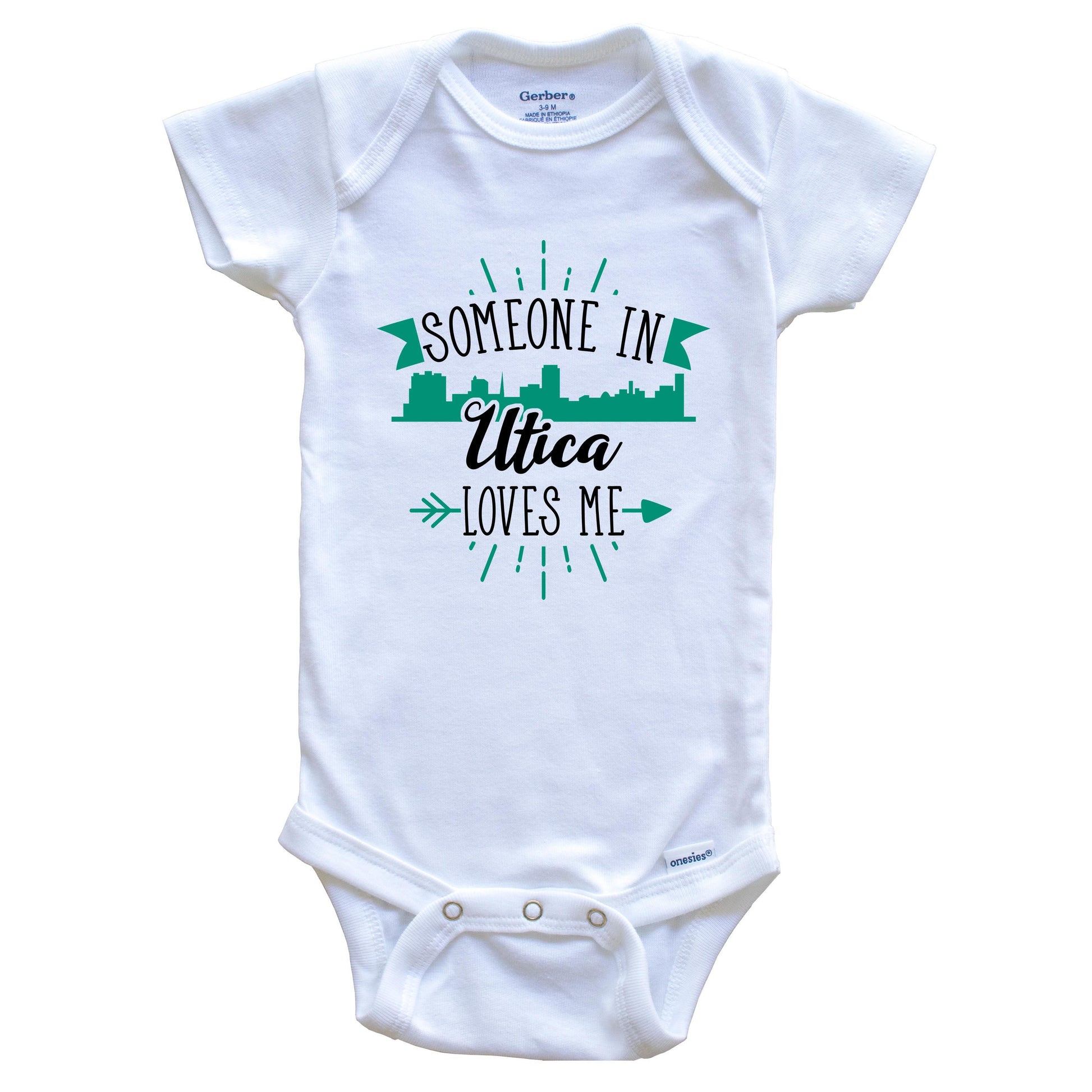 Someone In Utica Loves Me Utica NY Skyline Baby Onesie