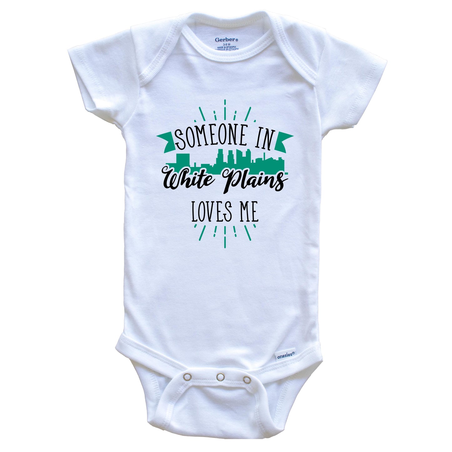 Someone In White Plains Loves Me White Plains NY Skyline Baby Onesie