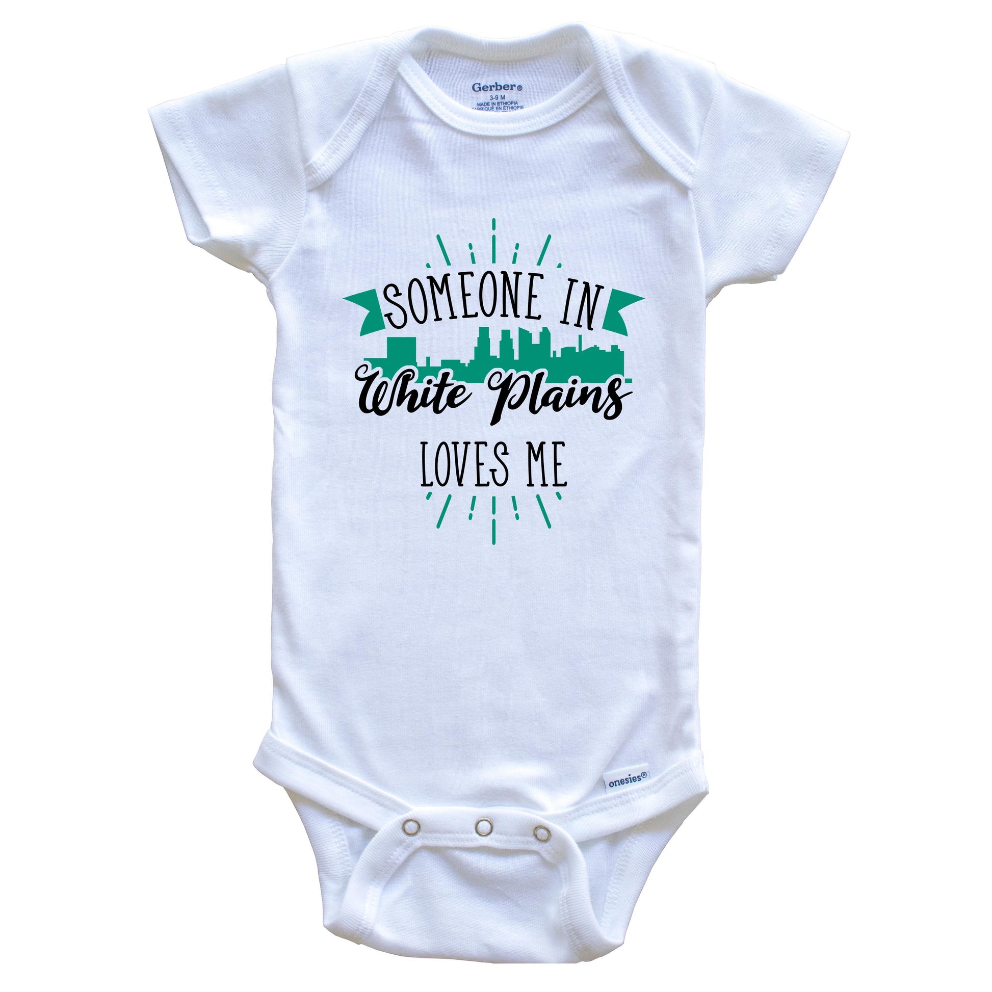 Someone In White Plains Loves Me White Plains NY Skyline Baby Onesie
