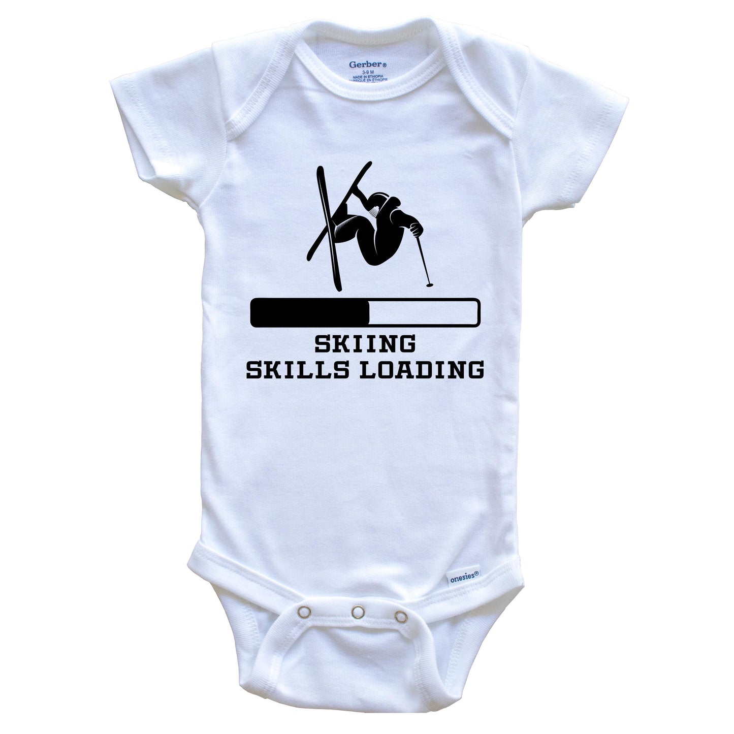 Skiing Skills Loading Funny Skier Humor Baby Onesie