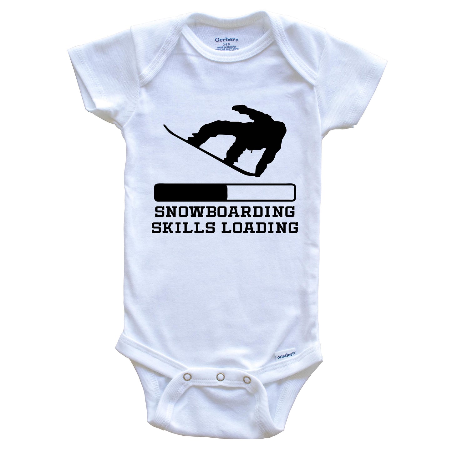 Snowboarding Skills Loading Funny Snowboard Humor Baby Onesie